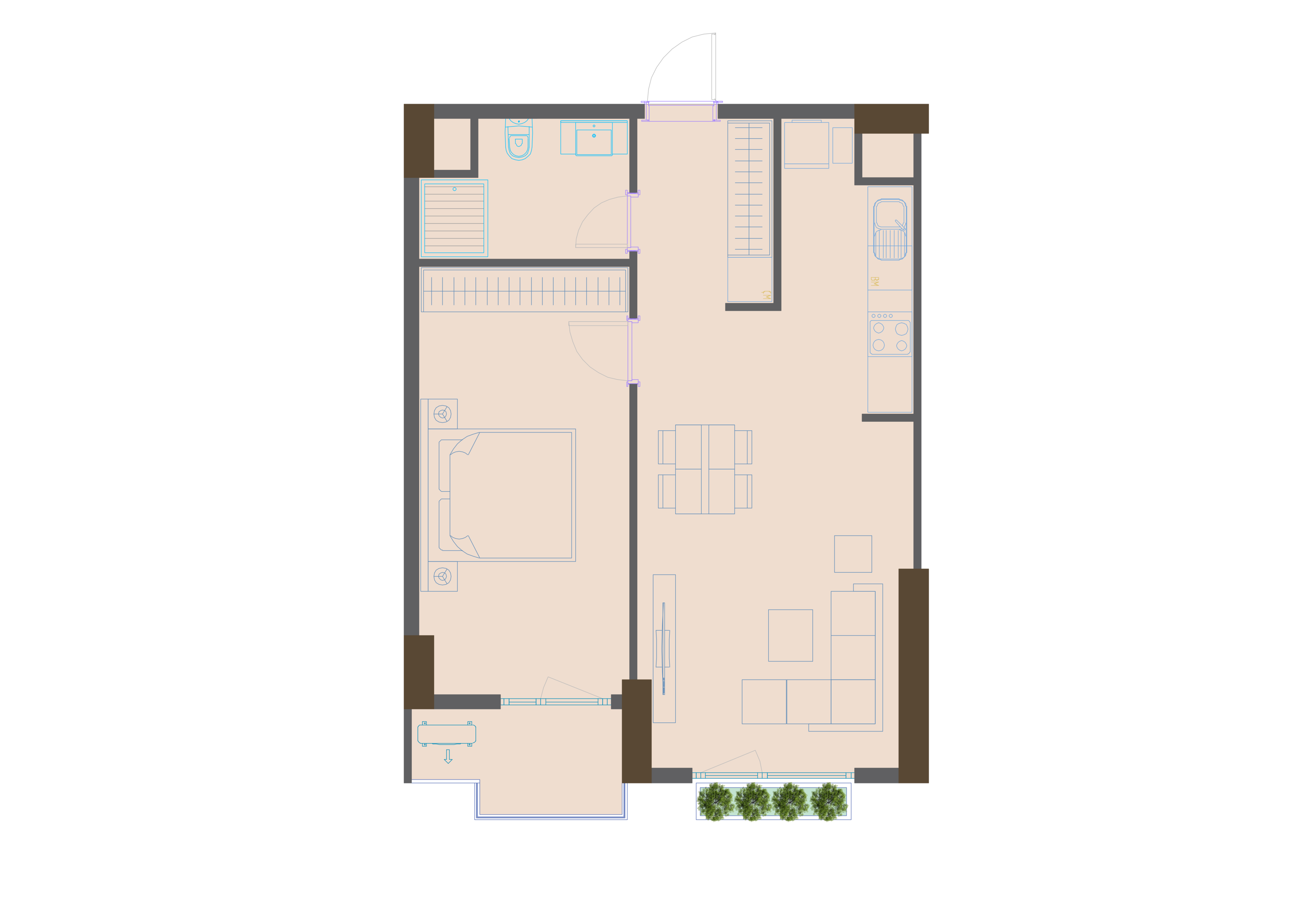 2 xonali kvartira, 57.3 m² — rejasi