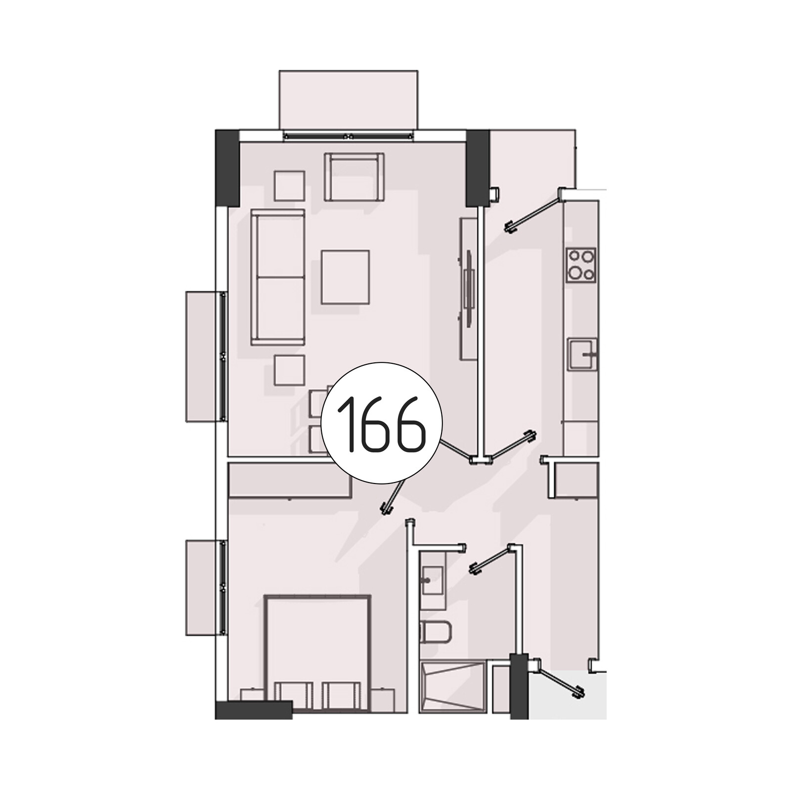 2-комнатная квартира, 56.3 м² — планировка