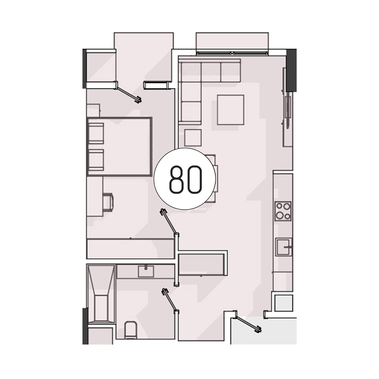 2 xonali kvartira, 49.5 m² — rejasi