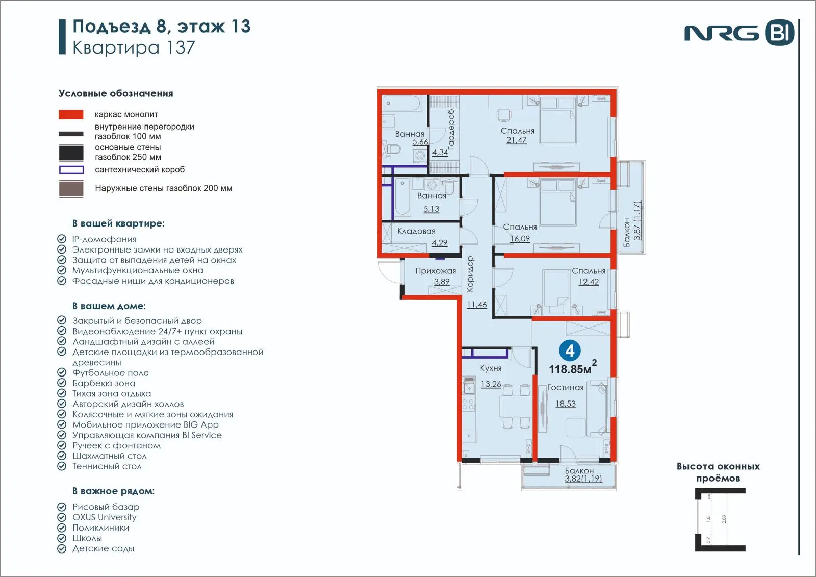 4-комнатная квартира, 118.9 м² — планировка