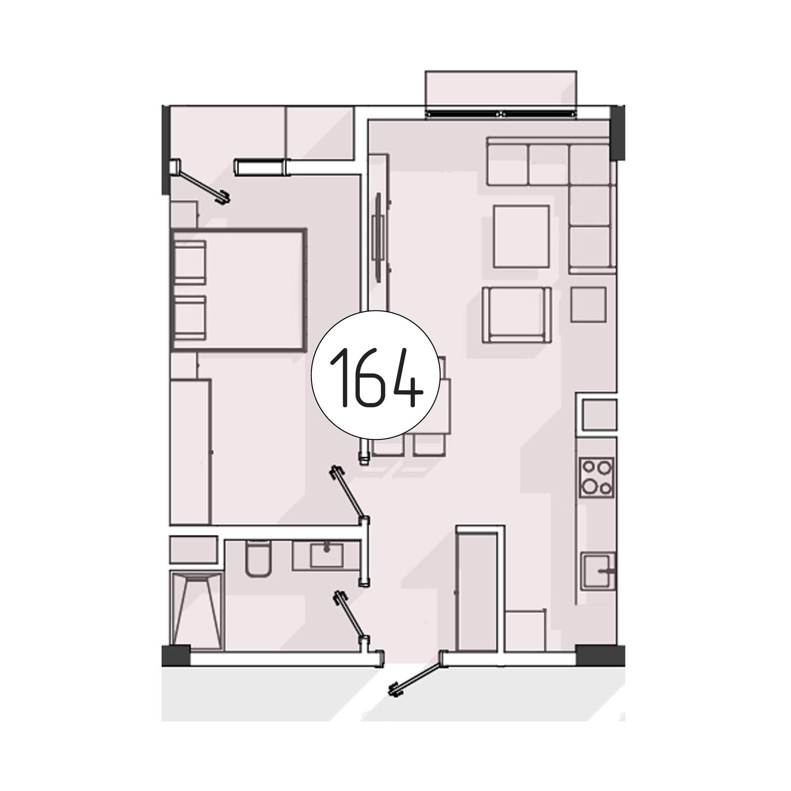 2-комнатная квартира, 47.1 м² — планировка