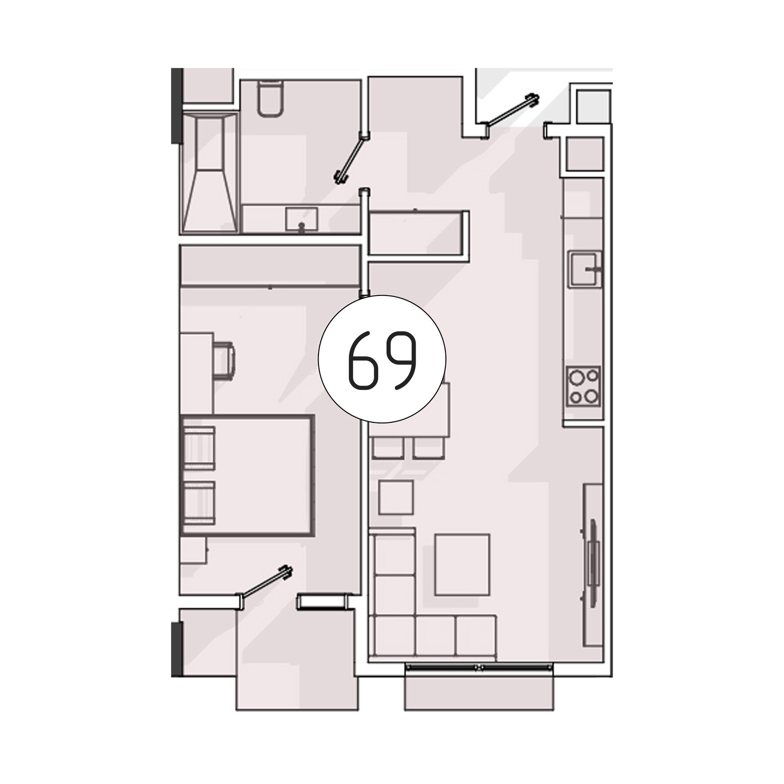 2 xonali kvartira, 49.7 m² — rejasi