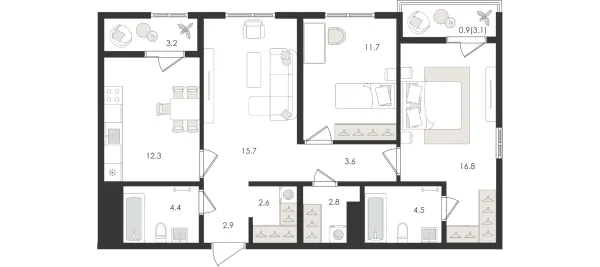 3-xonali 81.26 m²