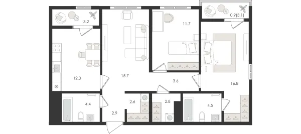 3-xonali 81.26 m²