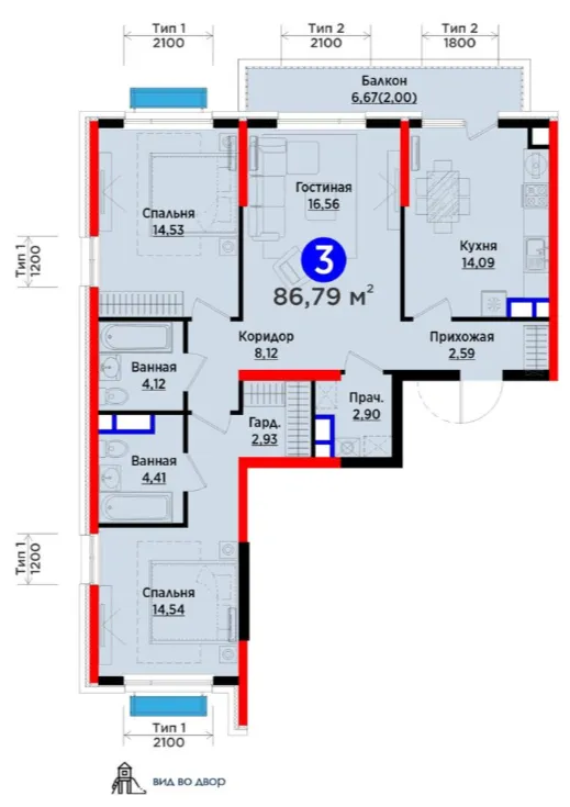 3 xonali 86.79 m²