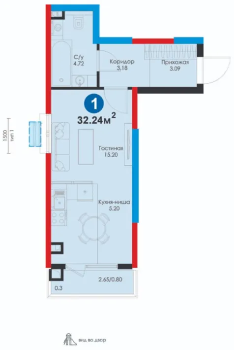 1 xonali 32.24 m²