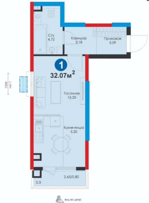 1 xonali 32.07 m²