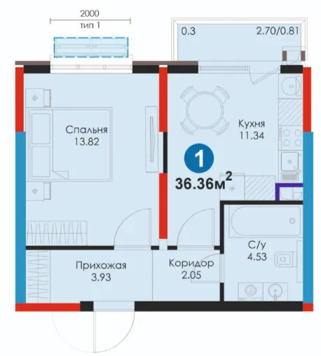 1 xonali 36.36 m²