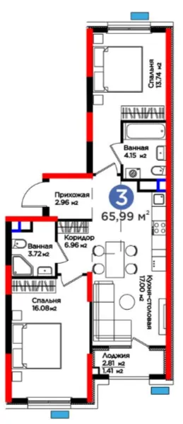 3 xonali 67.72 m²