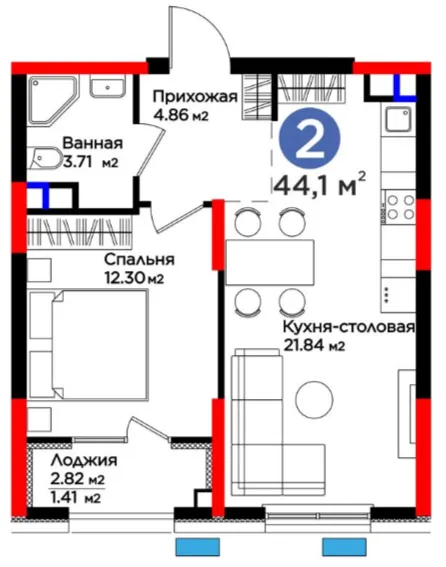 2 xonali 45.47 m²