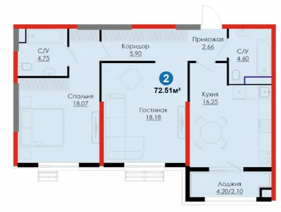 2 xonali 72.51 m²