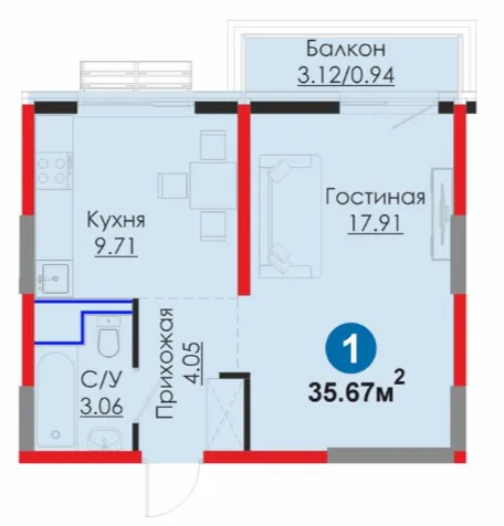 1-xonali 35.67 m2