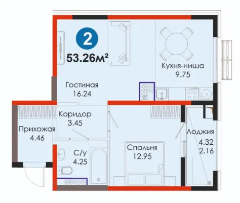 2 xonali 53.26 m²