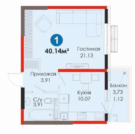 1 xonali 40.14 m²