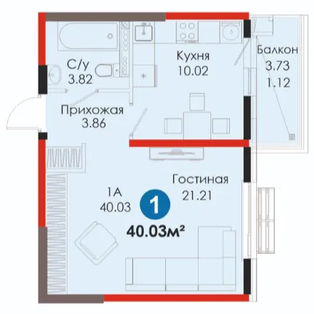 1 xonali 40.03 m²
