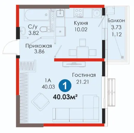 1 xonali 40.03 m²