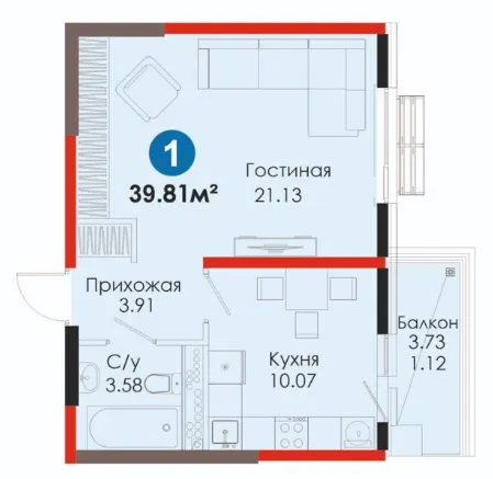 1 xonali 39.81 m²