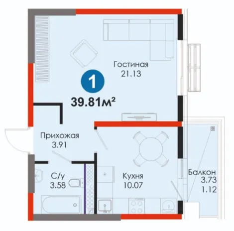 1 xonali 39.81 m²