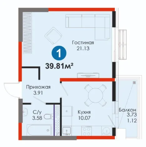 1 xonali 39.81 m²