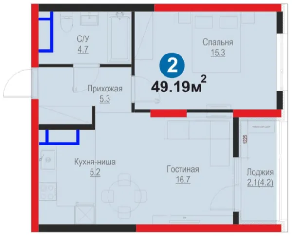 2-xonali 49.19 m²