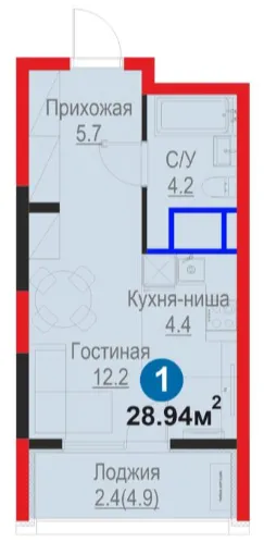 1-xonali 28.94 m²