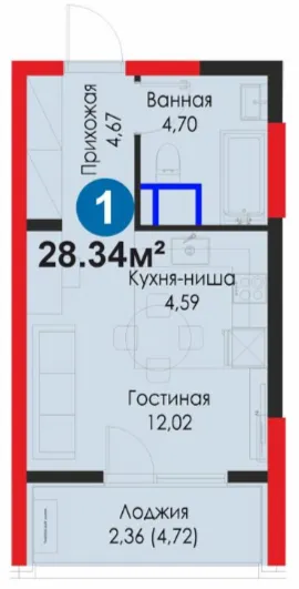 1-xonali 28.34 m²