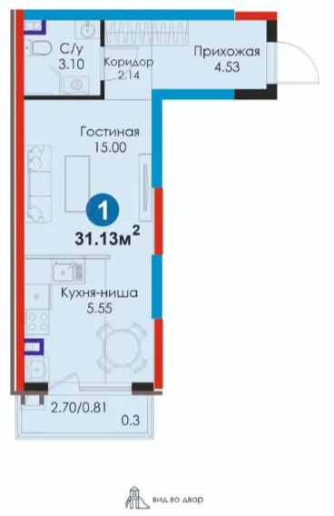 1 xonali 31.13 m²