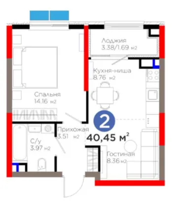 2 xonali 40.28 m²