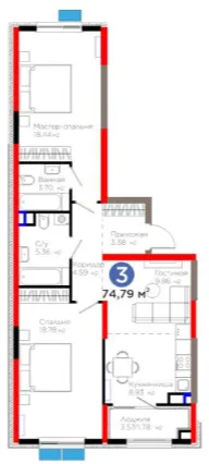 3 xonali 75.01 m²