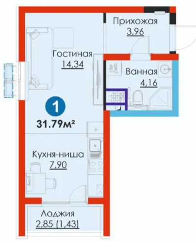 1-xonali 31.79 m²