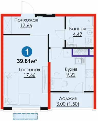 1-xonali 39.81 m²