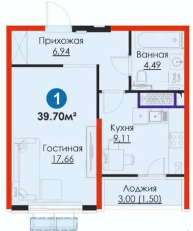 1-xonali 39.7 m²