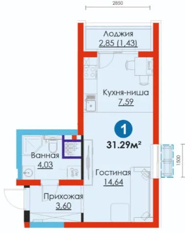 1-xonali 31.29 m²