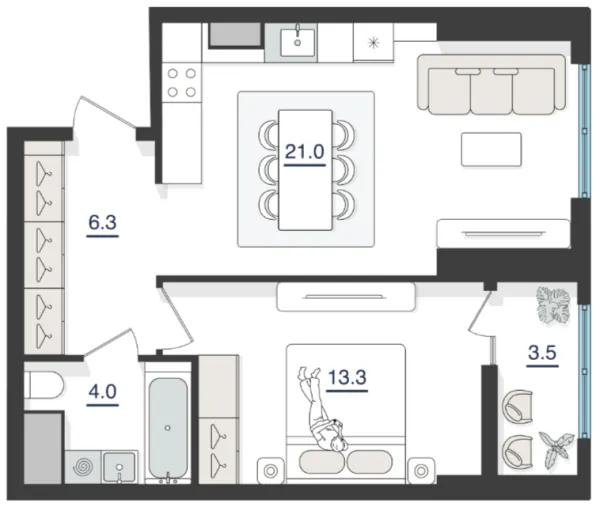 2 xonali 49.52 m²
