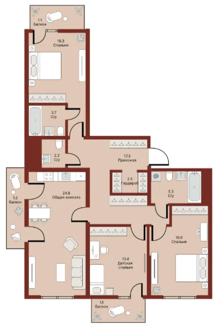 4-xonali 106.39 m²