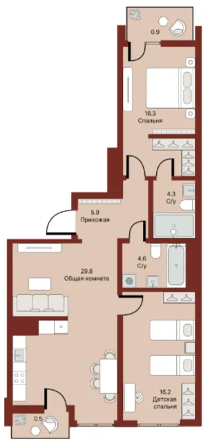 3 xonali 78.84 m²