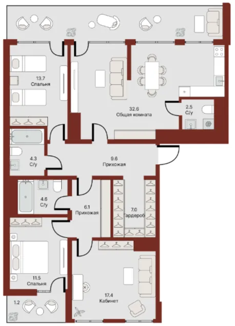 4 xonali 116.47 m²