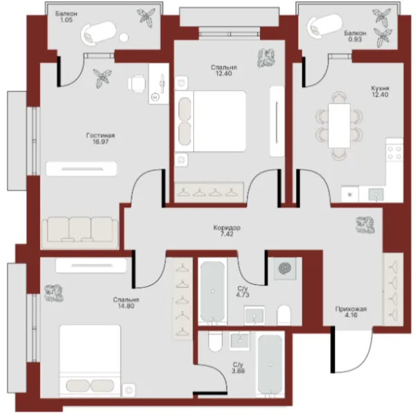 3 xonali 78.73 m²