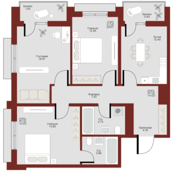 3 xonali 78.73 m²