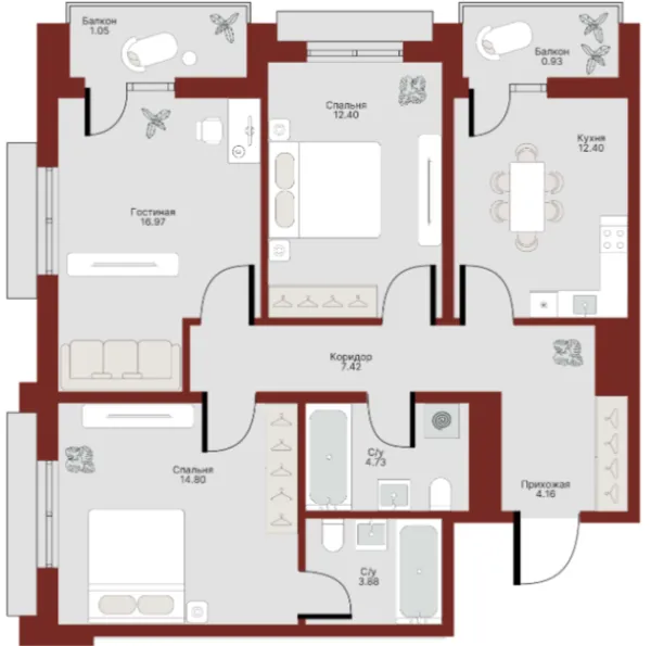 3 xonali 78.73 m²