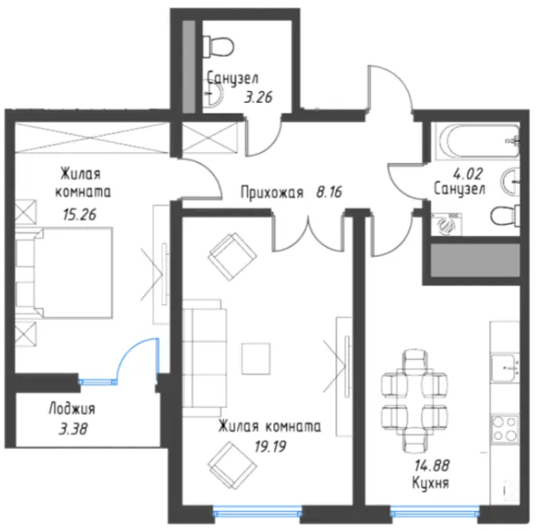 2 xonali 66.46 m²