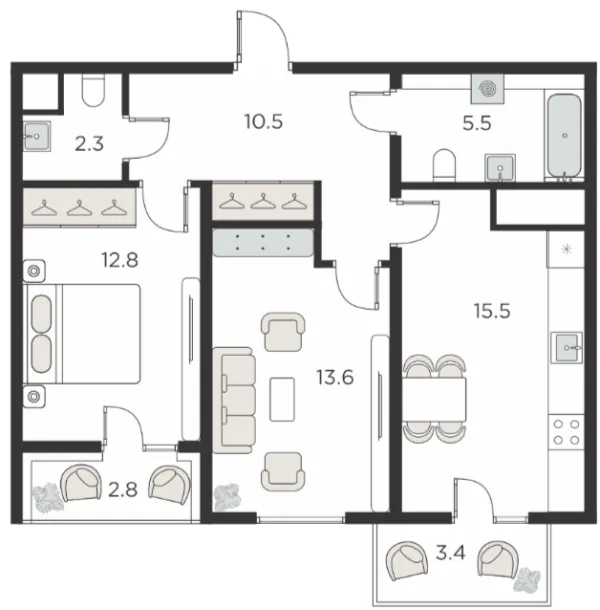 2 xonali 62.93 m²