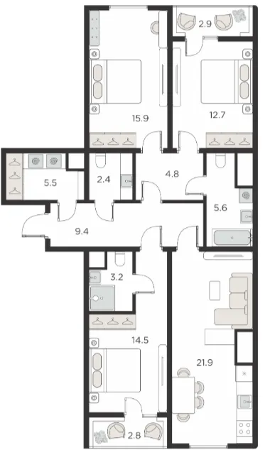 4 xonali 98.93 m²