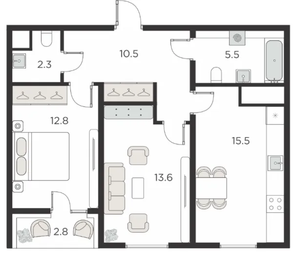 2 xonali 61.91 m²