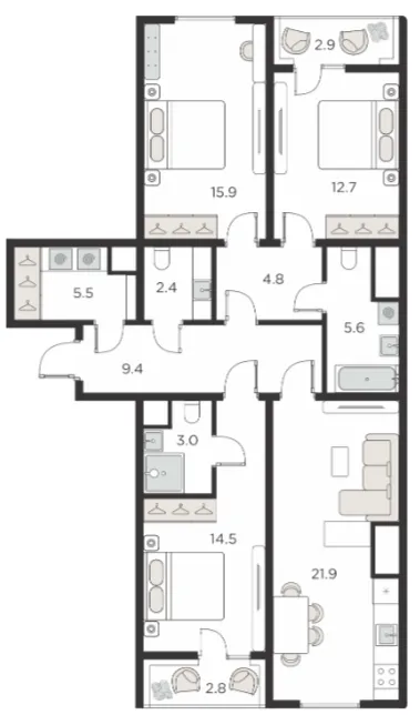4 xonali 98.93 m²