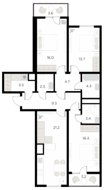 4 xonali 99.96 m²