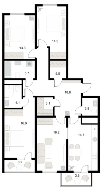 4 xonali 119.16 m²