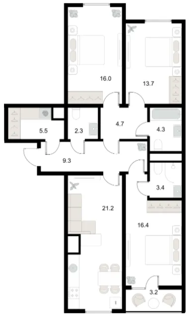 4 xonali 98.87 m²