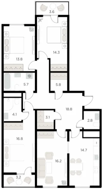 4 xonali 119.16 m²