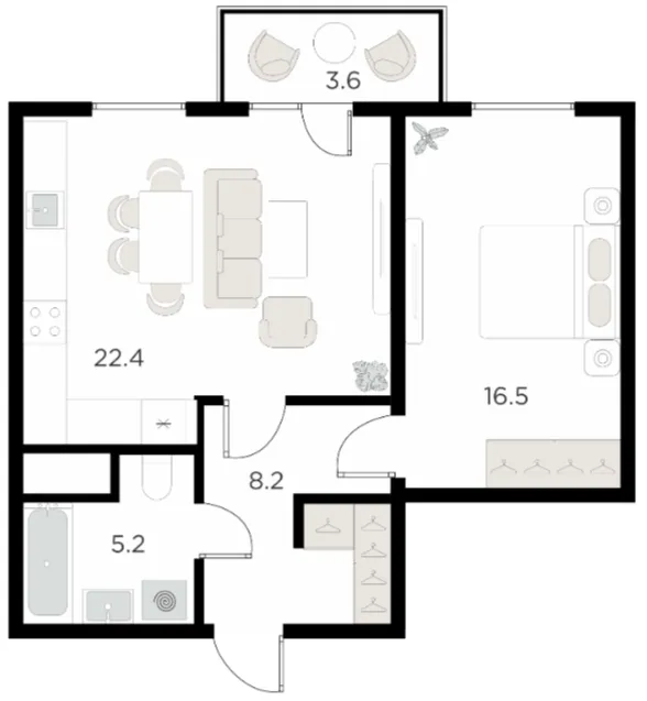 2 xonali 53.5 m²